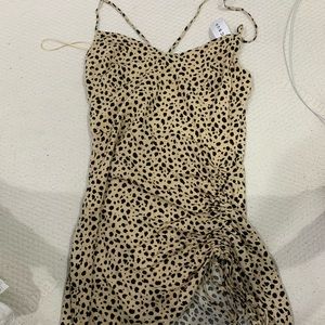 leopard mini dress cinched on one size